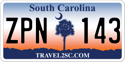 SC license plate ZPN143