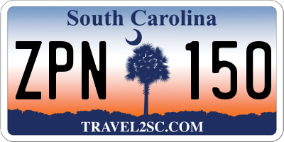SC license plate ZPN150