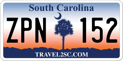 SC license plate ZPN152