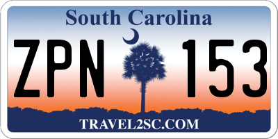 SC license plate ZPN153