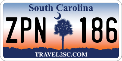 SC license plate ZPN186