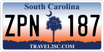 SC license plate ZPN187