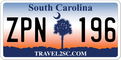 SC license plate ZPN196