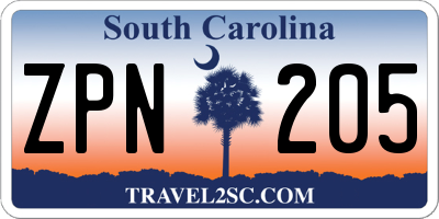 SC license plate ZPN205