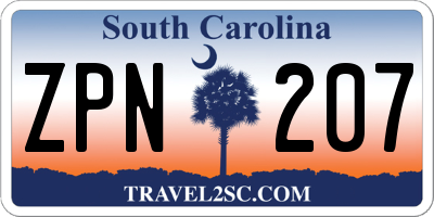 SC license plate ZPN207