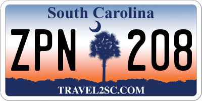 SC license plate ZPN208