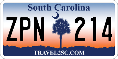 SC license plate ZPN214