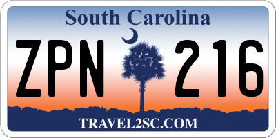 SC license plate ZPN216