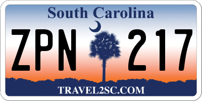 SC license plate ZPN217
