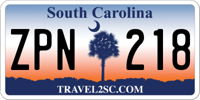 SC license plate ZPN218