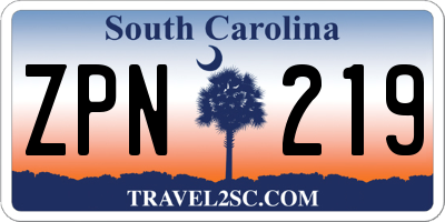 SC license plate ZPN219