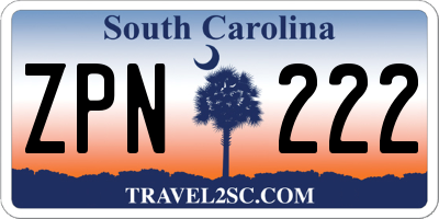 SC license plate ZPN222