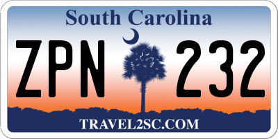 SC license plate ZPN232