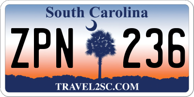 SC license plate ZPN236