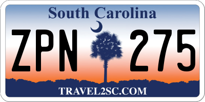 SC license plate ZPN275