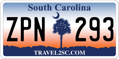 SC license plate ZPN293