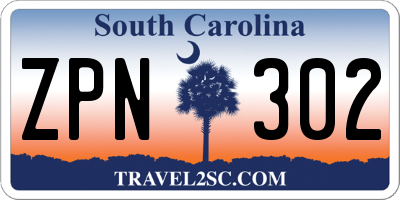 SC license plate ZPN302