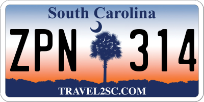 SC license plate ZPN314