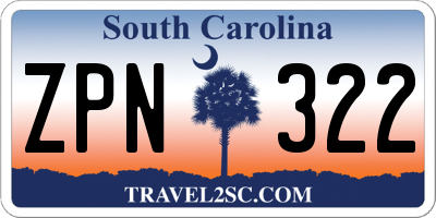 SC license plate ZPN322