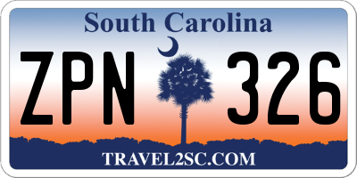 SC license plate ZPN326