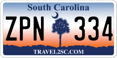 SC license plate ZPN334