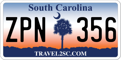 SC license plate ZPN356