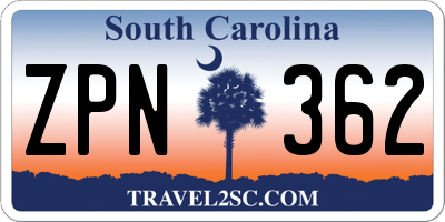 SC license plate ZPN362