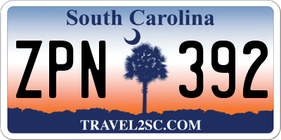 SC license plate ZPN392