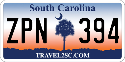 SC license plate ZPN394