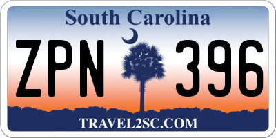 SC license plate ZPN396