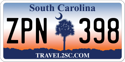 SC license plate ZPN398