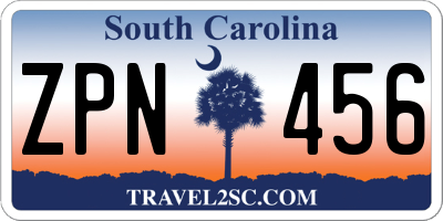 SC license plate ZPN456
