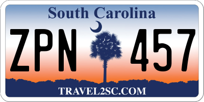SC license plate ZPN457