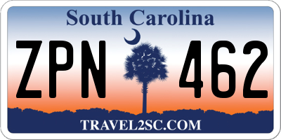 SC license plate ZPN462