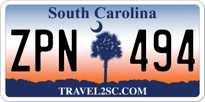 SC license plate ZPN494