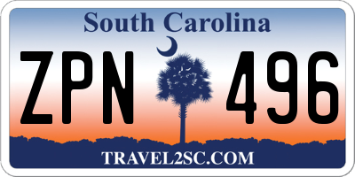 SC license plate ZPN496