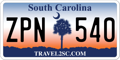 SC license plate ZPN540
