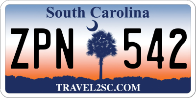 SC license plate ZPN542