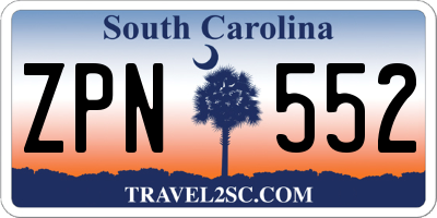 SC license plate ZPN552