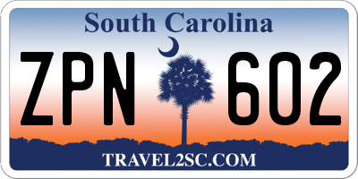 SC license plate ZPN602