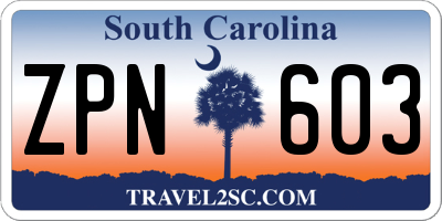 SC license plate ZPN603