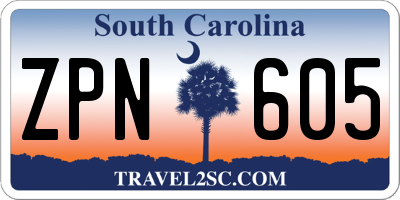 SC license plate ZPN605