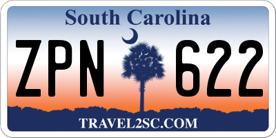 SC license plate ZPN622