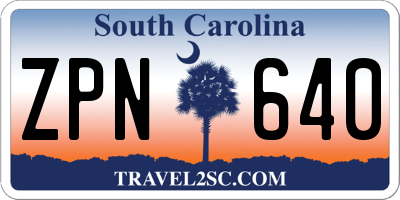 SC license plate ZPN640