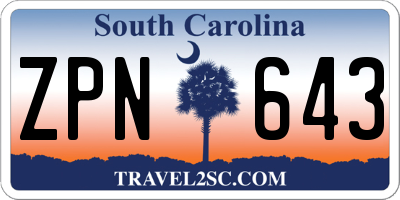 SC license plate ZPN643