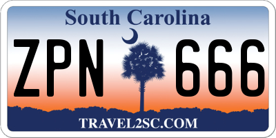 SC license plate ZPN666