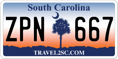 SC license plate ZPN667