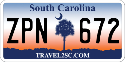 SC license plate ZPN672