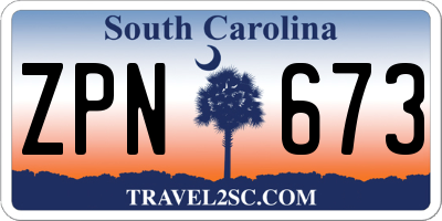 SC license plate ZPN673