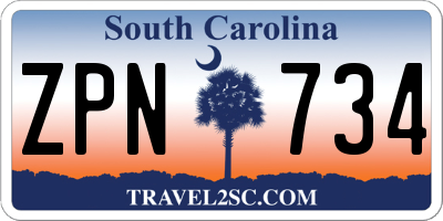 SC license plate ZPN734